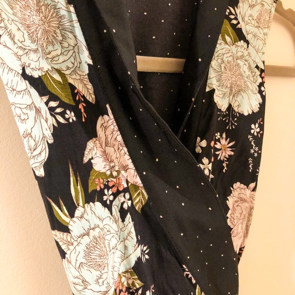 Floral and Striped Wrap Dress - Picture 4 of 4